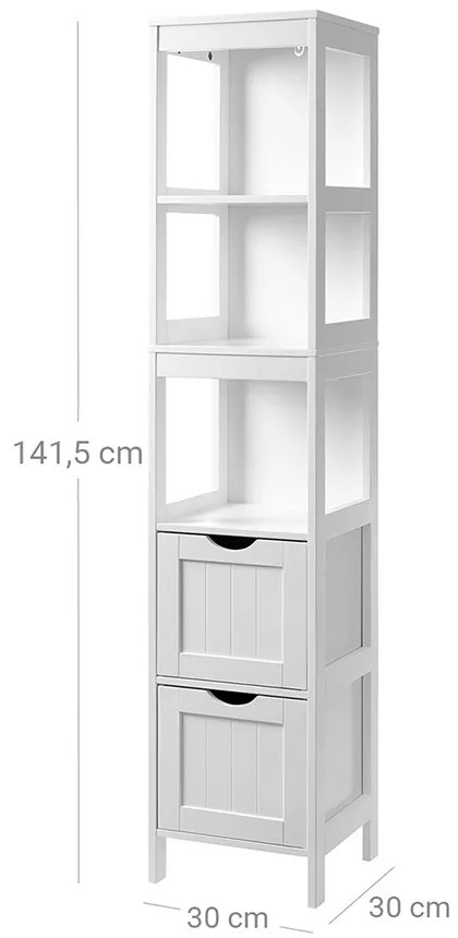 Szafka z 3 półkami i 2 szufladami 30x30x141.5 cm