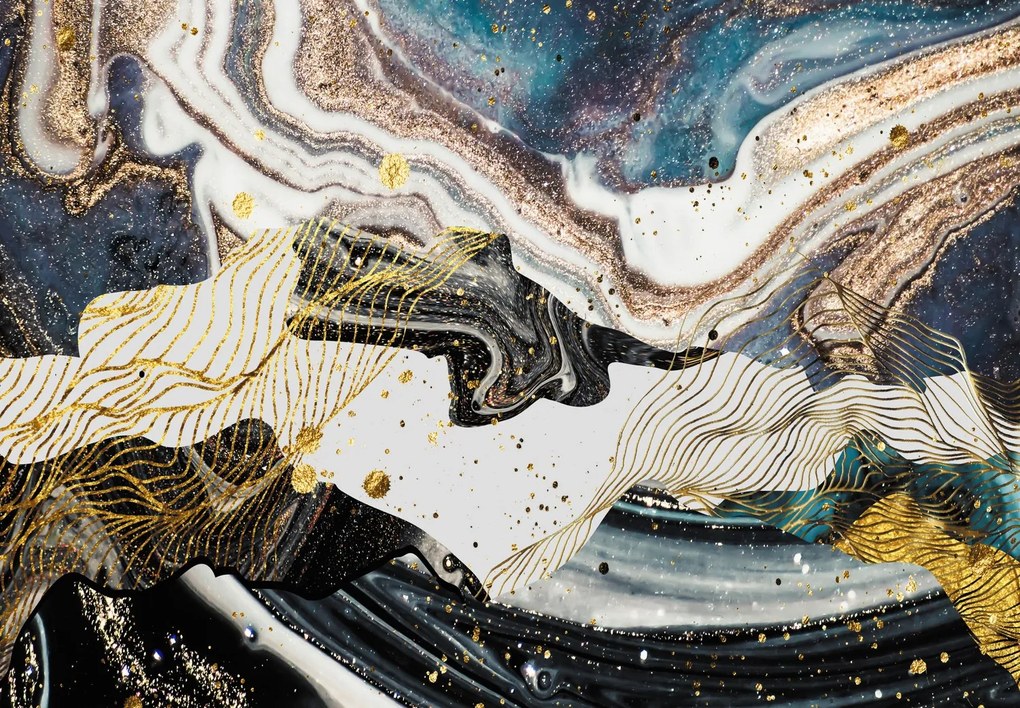 Fototapeta - Marmur ze złotą dekoracją (196x136 cm)
