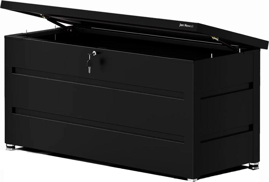 Metalowa skrzynia ogrodowa Carrie 360 litrów, 119 × 58 × 52 cm, kolor czarny