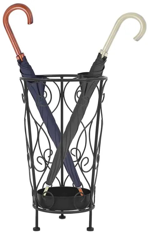 Czarny metalowy stojak na parasole w stylu vintage F0-E65