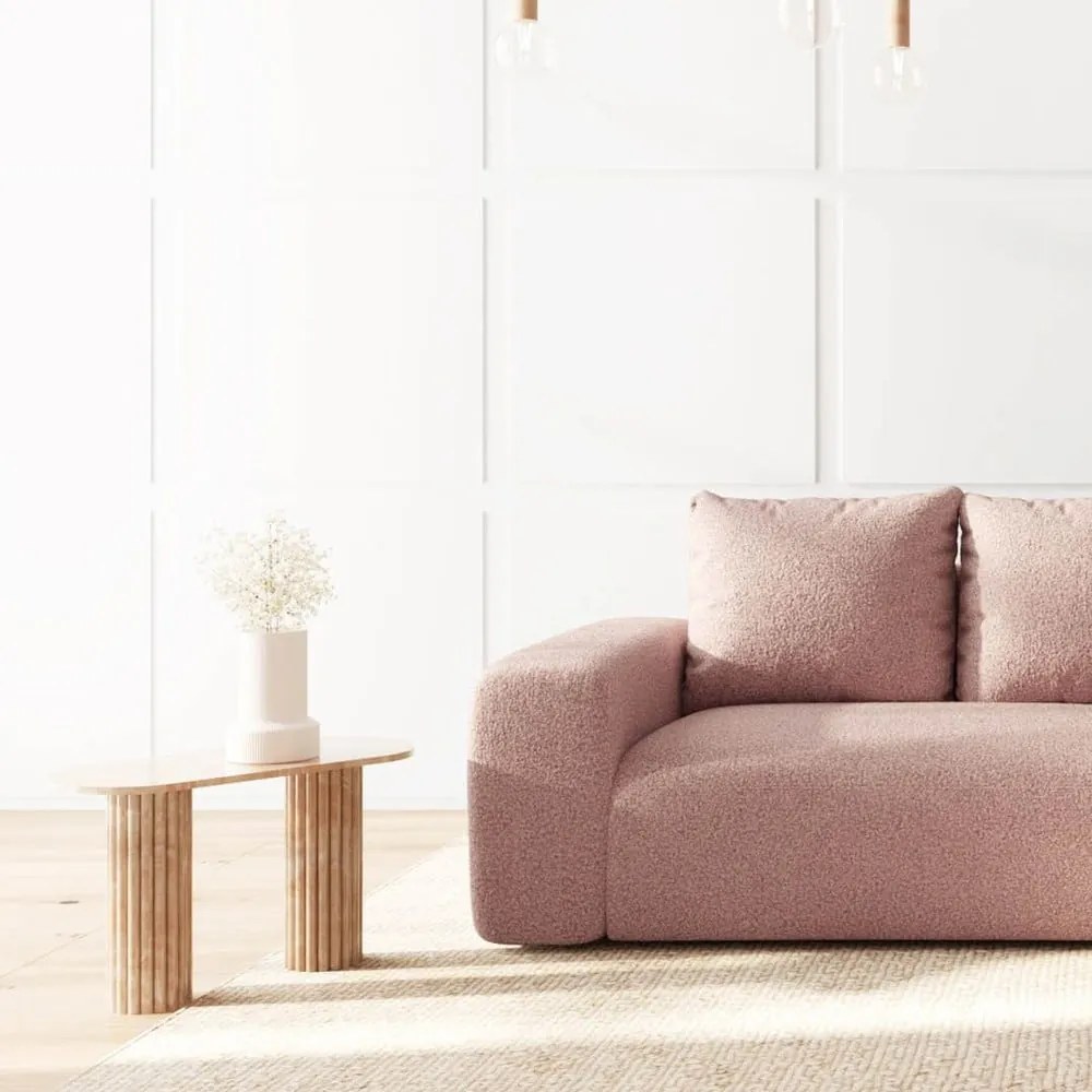 Różowy narożnik z materiału bouclé (prawostronny/z szezlongiem) Monce – Rodier