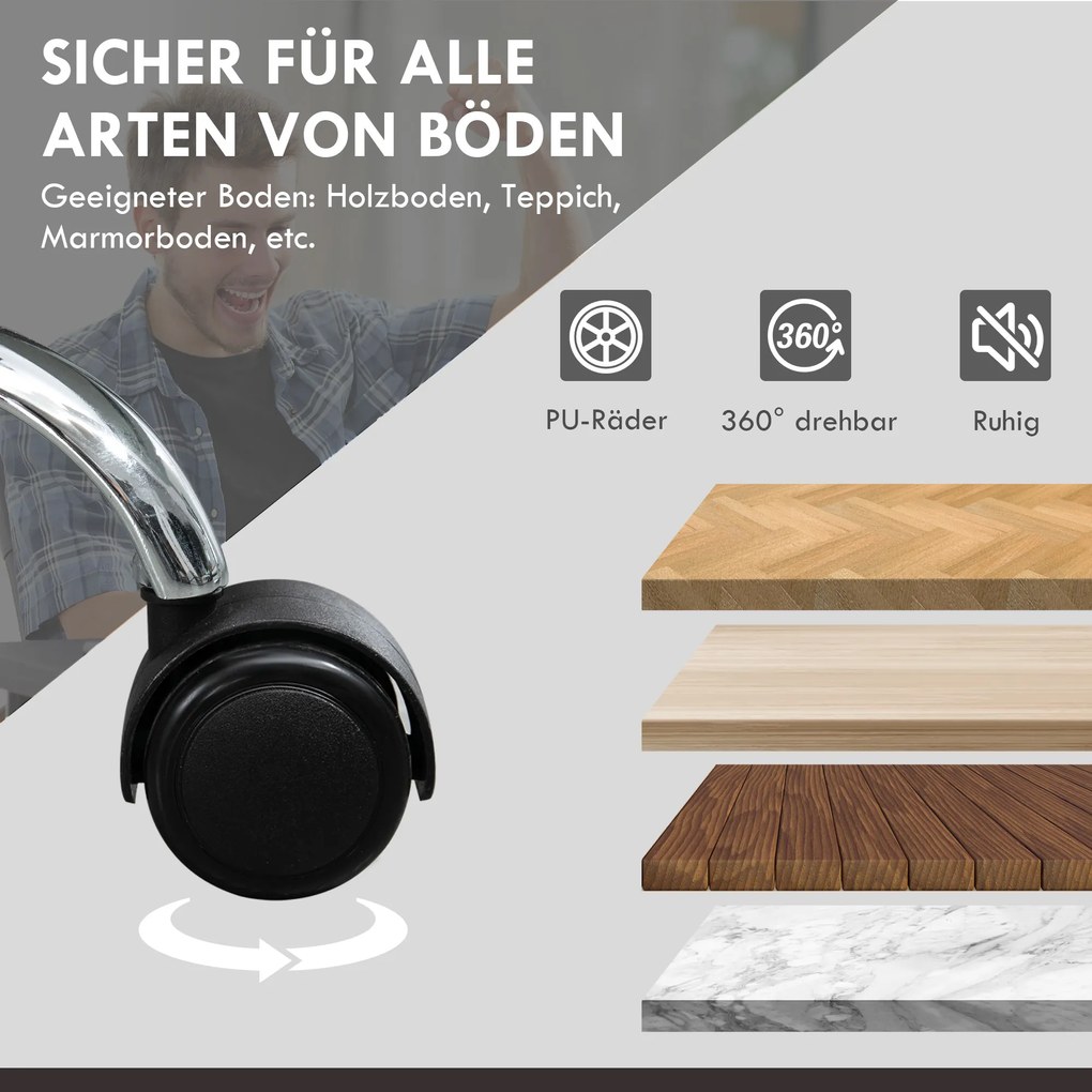 Vinsetto Regulowany Fotel Biurowy z 6 Punktami Masażu, Funkcją Ogrzewania, Podnóżkiem, Skóra Ekologiczna, Czarny