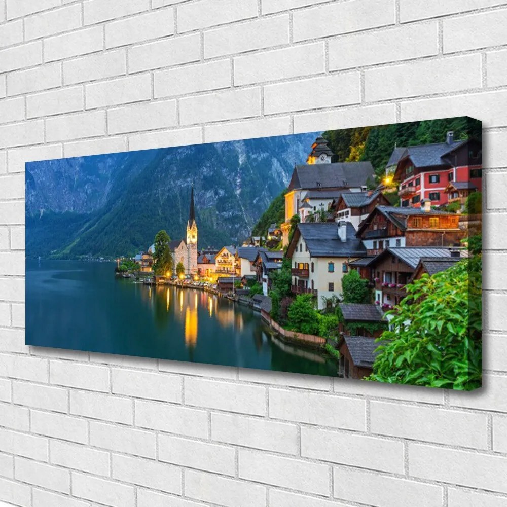 Obraz canvas na ścianę Nocna Panorama nad Jeziorem