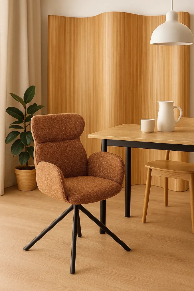 Krzesło z podłokietnikami cynamonowe G0-R06