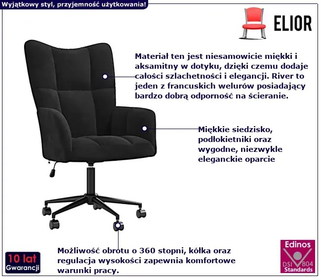 Fotel do biurka glamour czarny C7-A25