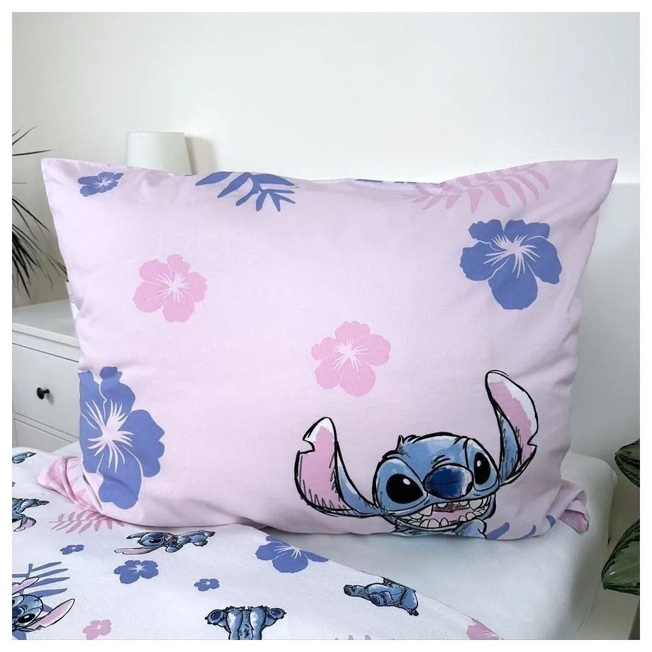Jasnoróżowa bawełniana pościel dziecięca jednoosobowa 140x200 cm Lilo &amp; Stitch "Pink" – Jerry Fabrics