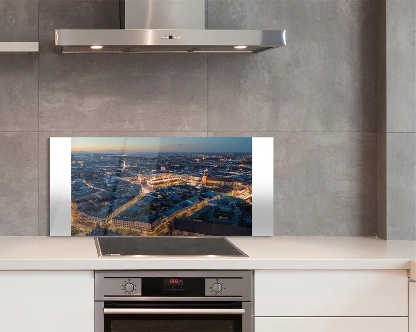 Szkło do Kuchni na Ścianę Nocna Panorama Krakowa