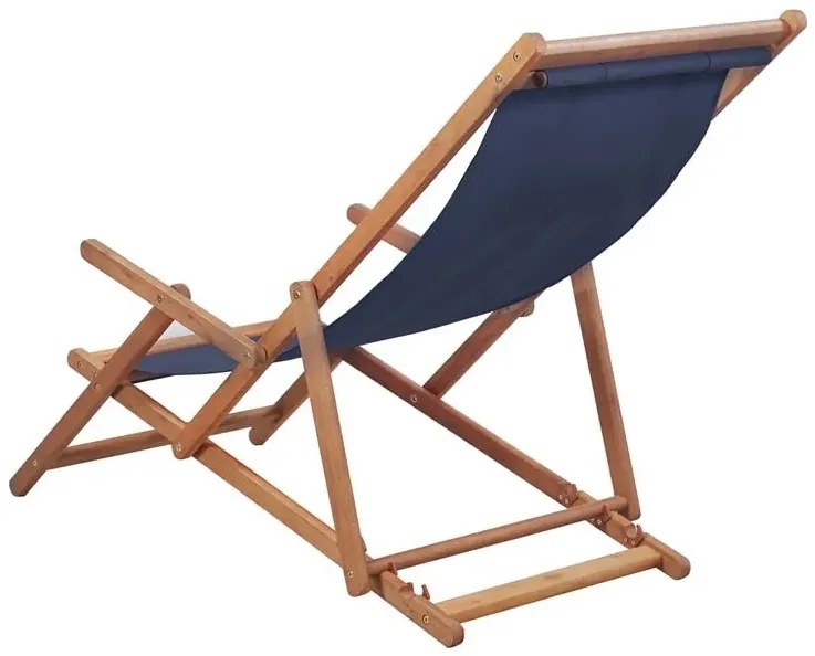 Granatowy drewniany leżak plażowy - Kane