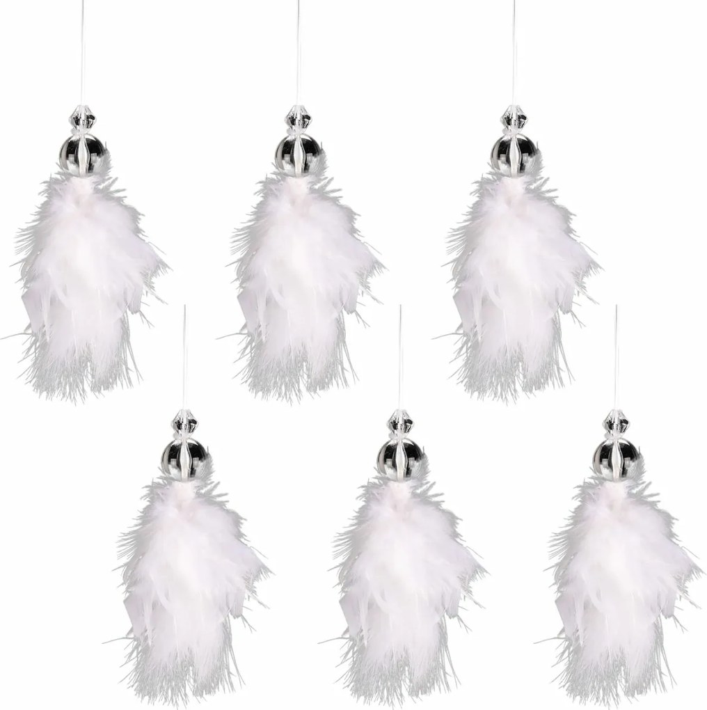 Aniołek do zawieszenia z pierza, 17 cm, zestaw 6 sztuk