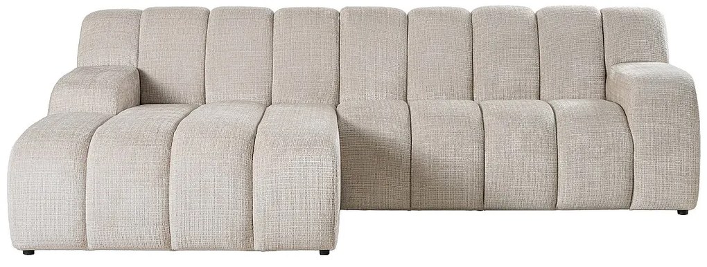 Kanapa narożna lewostronna z beżowej tkaniny szenilowej BELADON