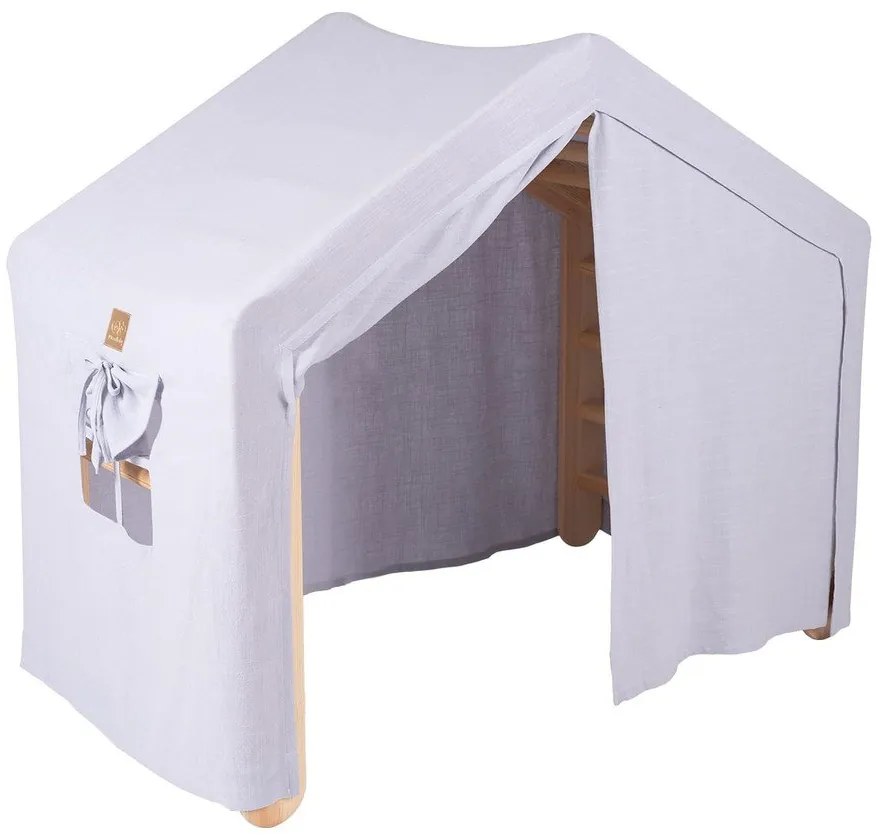 Jasnoniebiesko-naturalna drabinka pikler z litego drewna sosnowego 112x61x94 cm Montessori – Meowbaby