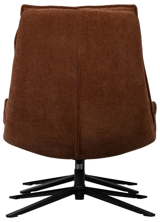 Brązowy obrotowy fotel z podnóżkiem z tkaniny szenilowej Kube – WOOOD