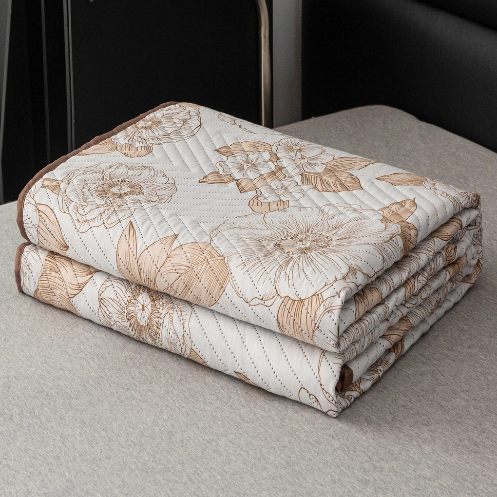 Narzuta na łóżko PETALIS kremowy / brązowy Rozmiar: 220 x 240 cm