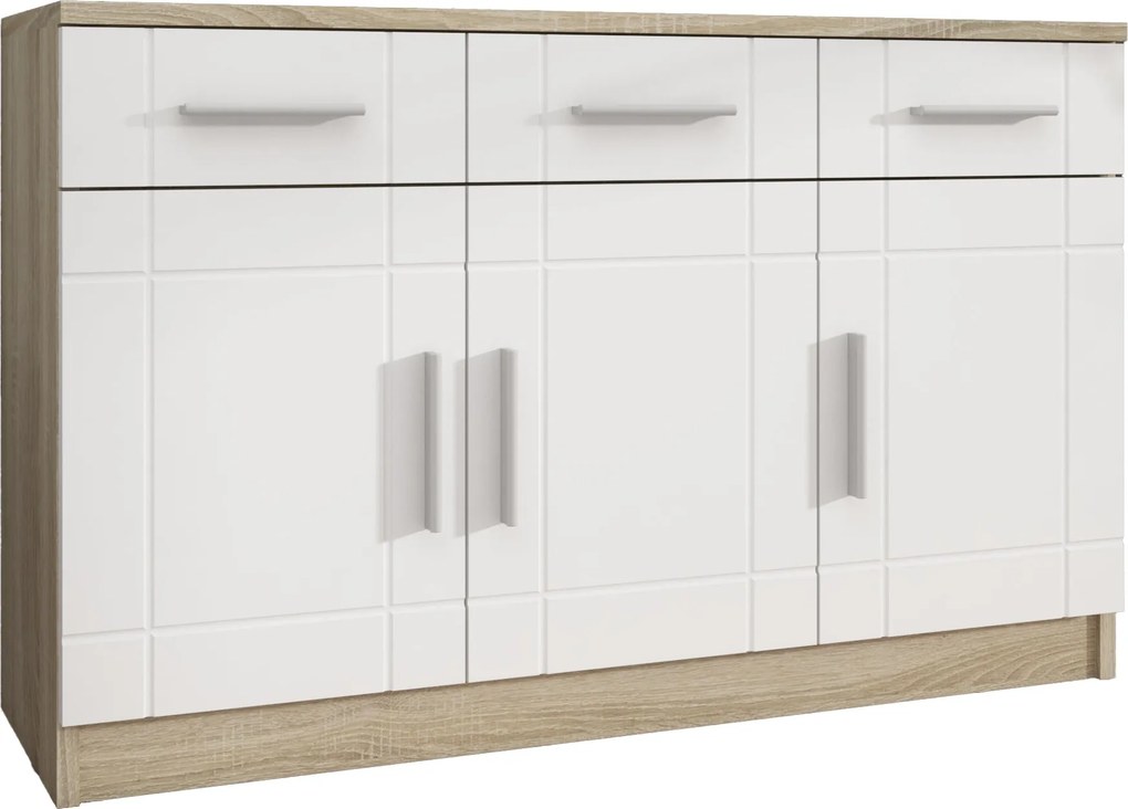Komoda PERUGIA - Dąb sonoma / Front Biały / 103 cm