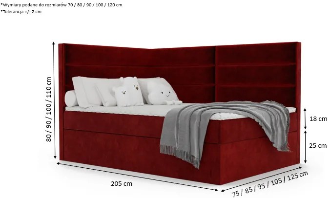 Łóżko młodzieżowe MILAN 2 - 70x200