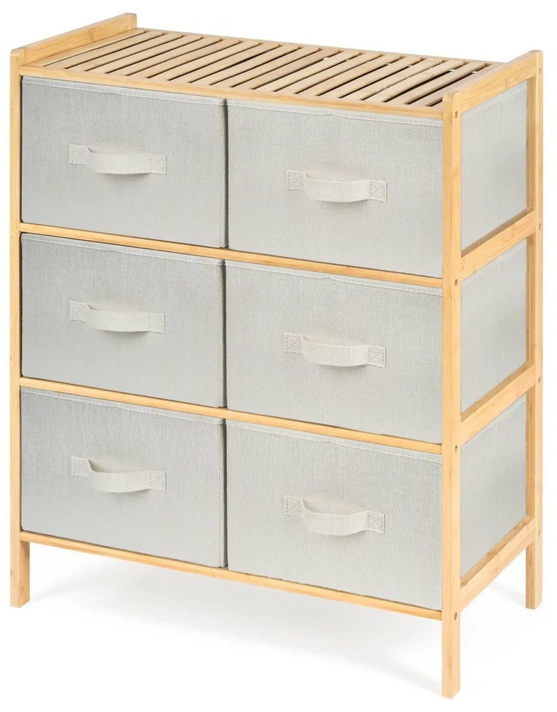 G21 Bambusowy regał z koszykami, 3 półki, beżowy, 3 piętra