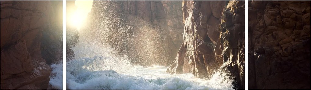 Obraz - Skały i fale oceanu (170x50 cm)