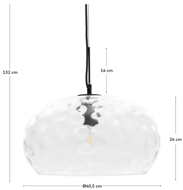 Czarna lampa wisząca ze szklanym kloszem ø 40 cm Balma – Kave Home