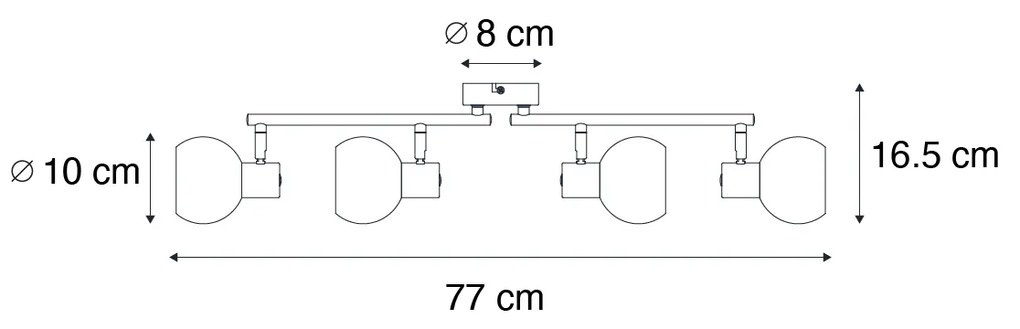 Plafon art deco złoty z opalowym szkłem 4-punktowy regulowany - Anouk