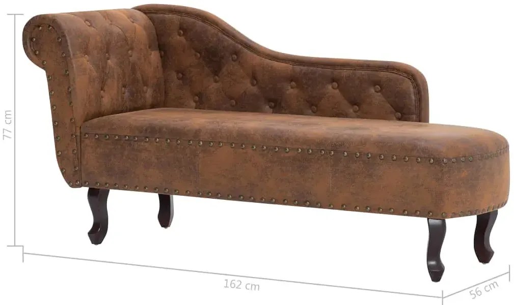 Brązowa leżanka z ekoskóry w stylu chesterfield - Dalos