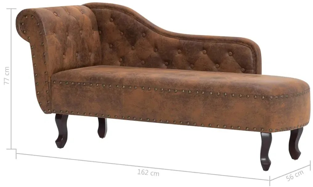 Brązowa leżanka z ekoskóry w stylu chesterfield - Guveri