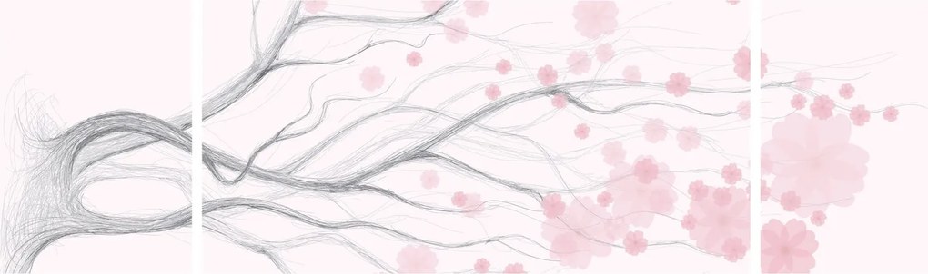 Obraz - Różowe kwiaty (170x50 cm)