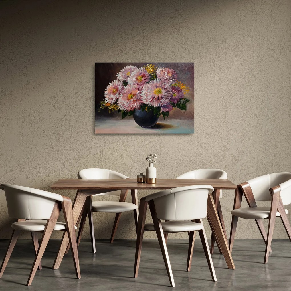 Obraz na szkle - Obraz na szkle olejny, Kwiaty w wazonie (70x50 cm)