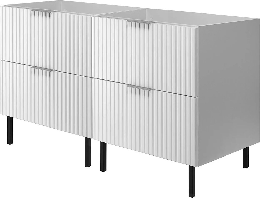 Szafka pod umywalkę, Biały, 120 (2 x 60) x 77 x 46 cm, uchwyt srebrny, nogi czarne, bez blatu