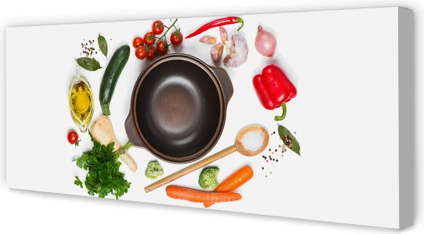 Obraz canvas na ścianę Pomidorki na Drewnianej Łyżce