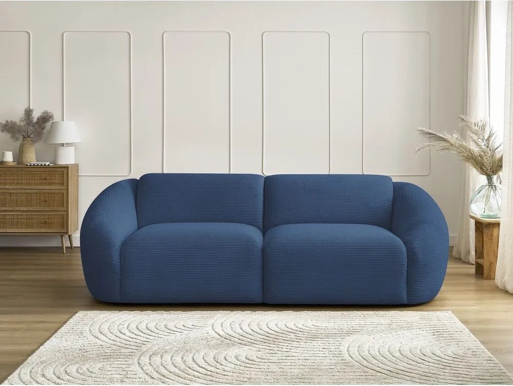 Ciemnoniebieska sztruksowa sofa 250 cm Tina – Bobochic Paris