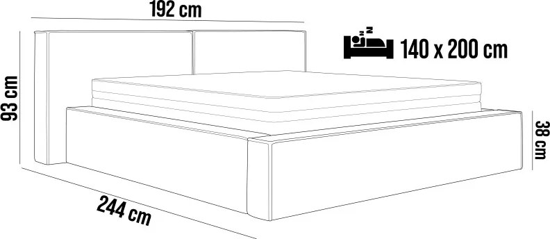 Łóżko Tapicerowane DOHA 140x200 – z pojemnikiem na pościel i stelażem podnoszonym POSO 100 WERSAL