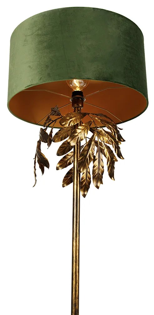 Lampa stojąca w stylu vintage antyczne złoto z zielonym kloszem - Linden klasyczny/Antyczny Oswietlenie wewnetrzne