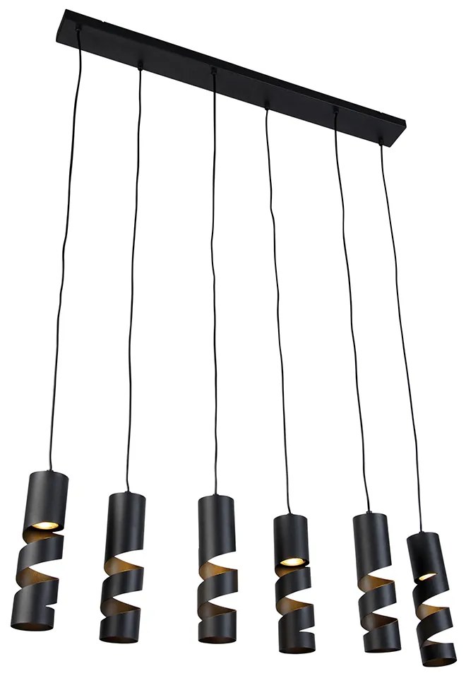 Moderne hanglamp zwart 6-lichts - Stream Nowoczesny Oswietlenie wewnetrzne
