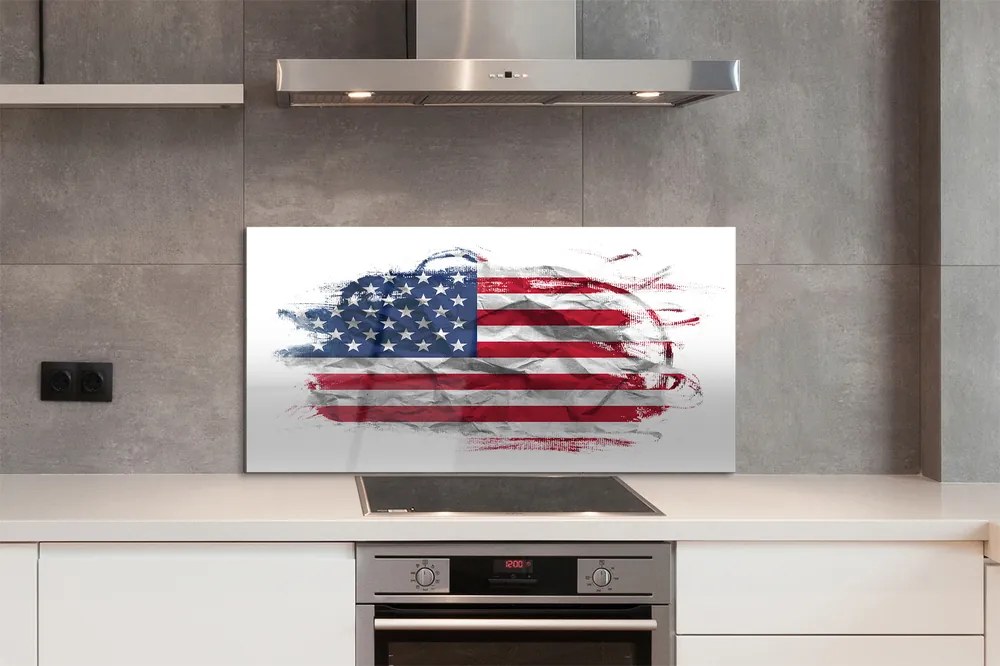 Szkło do Kuchni na Ścianę Amerykańskie Gwiazdy i Pasy