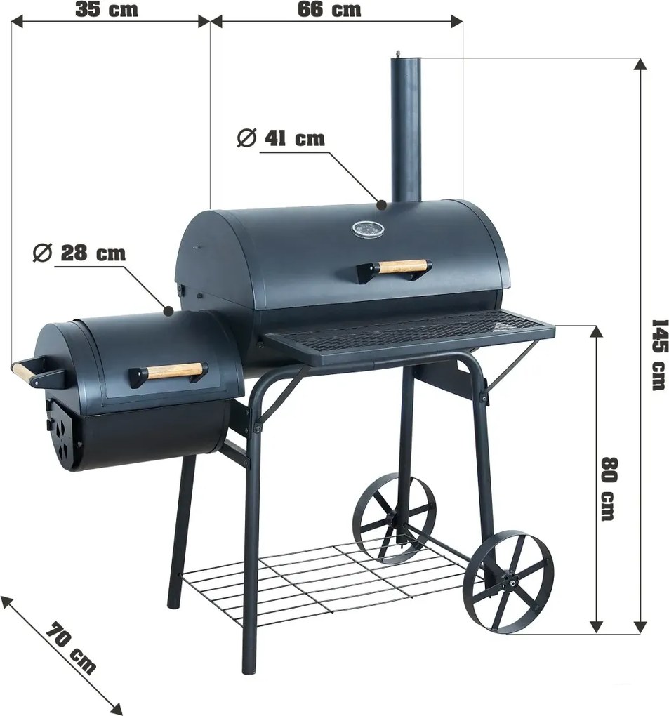 Podwójny grill stalowy z kominkiem P2-L18