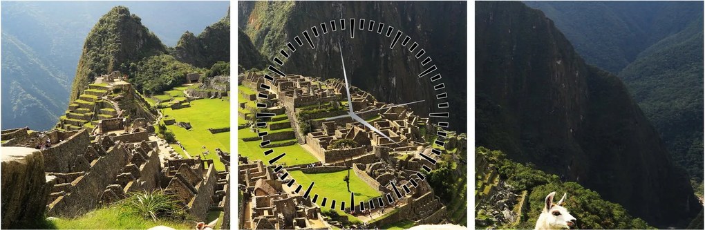 Obraz - Machu Picchu (z zegarem) (90x30 cm)