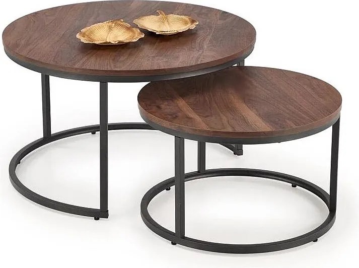 Zestaw 2 stolików JAVA orzech/czarny