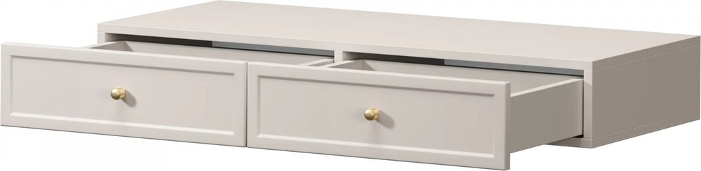 Toaletka wisząca Lorini 100 cm z szufladami - kaszmir / złote uchwyty