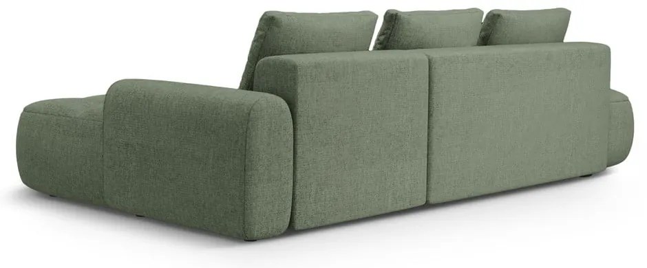 Zielony rozkładany/ze schowkiem narożnik (prawostronny/z szezlongiem) Linz – Cosmopolitan Design