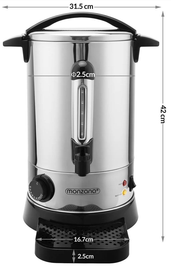 Jurhan Podgrzewacz do wina/herbaty COZY, 6,8l, srebrna