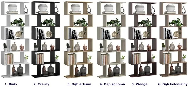 Młodzieżowy regał z półkami dąb artisan - Tiston 5X
