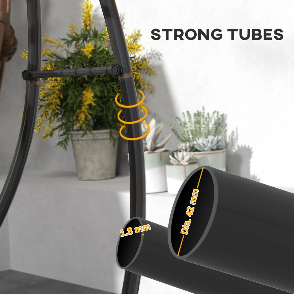 Outsunny Stelaż metalowy do fotela wiszącego w kształcie litery C z podstawą do 150kg - Czarny