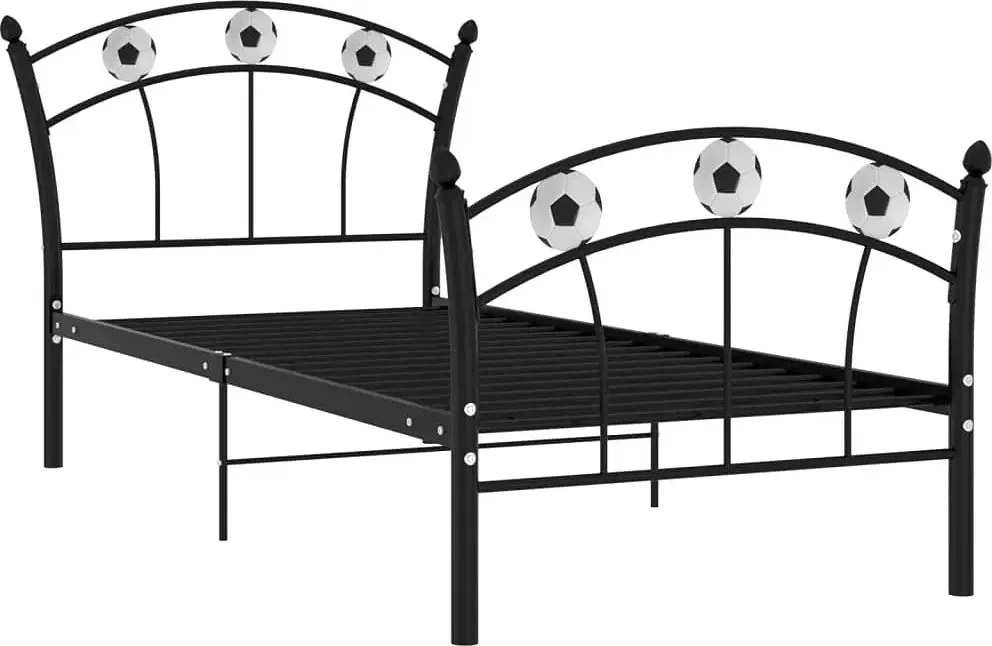 Czarne metalowe łóżko z motywem piłki 90x200 cm P5-C71