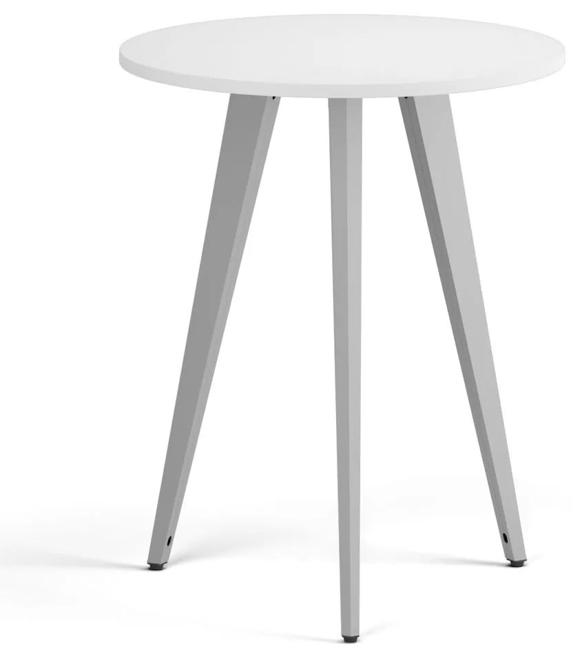 Stolik kawowy PRIMO VIBE, średnica 60 cm, szaro-srebrna podstawa, biały