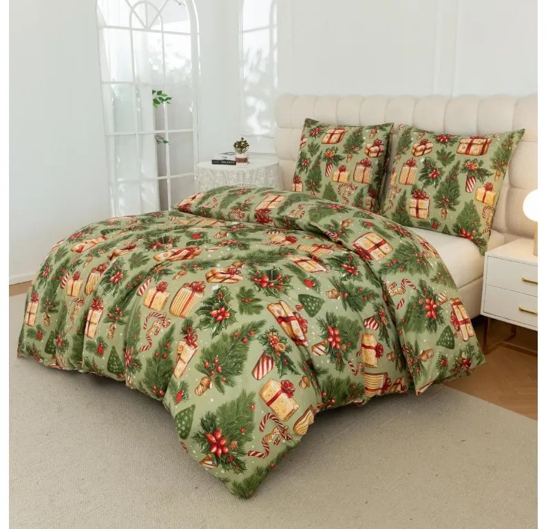 PrzytulneMieszkanie.pl PrzytulneMieszkanie.pl Pościel z mikrofibry CHRISTMAS PRESENTS zielone Rozmiar pościeli: 70 x 90 cm | 140 x 220 cm
