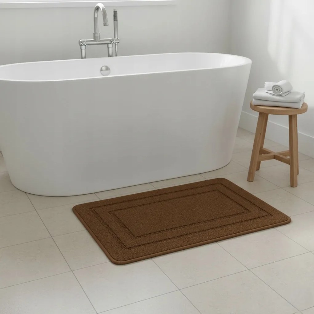 Dywanik Łazienkowy Brązowy 40x60 cm Dekoracyjny Gumowy Spód Antypoślizgowy