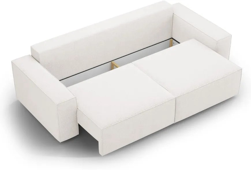 Biała rozkładana sofa z materiału bouclé 247 cm Jodie – Micadoni Home