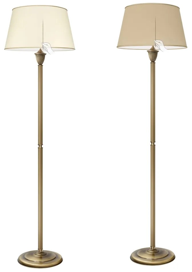 Stojąca lampa mosiężna z abażurem L-P1B-L