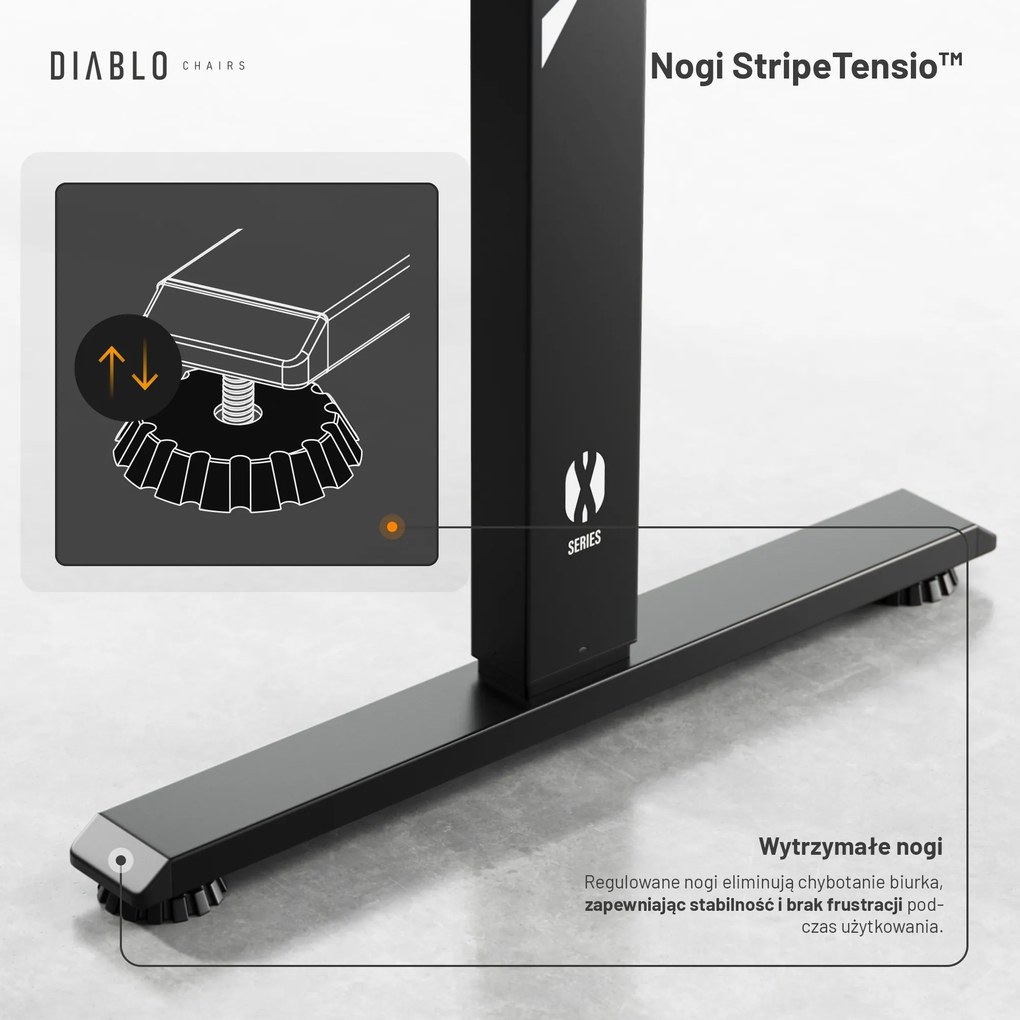 Biurko z regulacją wysokości DIABLO X-TENSIO 1600 czarne