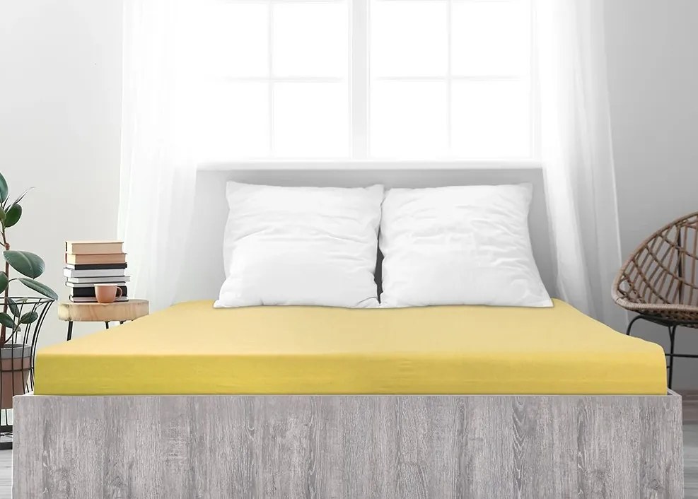 PrzytulneMieszkanie.pl Prześcieradło jersey ALVORA 90x200 cm jasnożółte